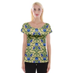 Pattern Thistle Structure Texture Cap Sleeve Top by Pakrebo