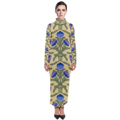 Pattern Thistle Structure Texture Turtleneck Maxi Dress