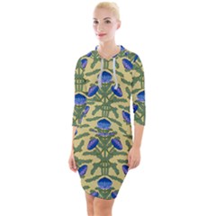 Pattern Thistle Structure Texture Quarter Sleeve Hood Bodycon Dress