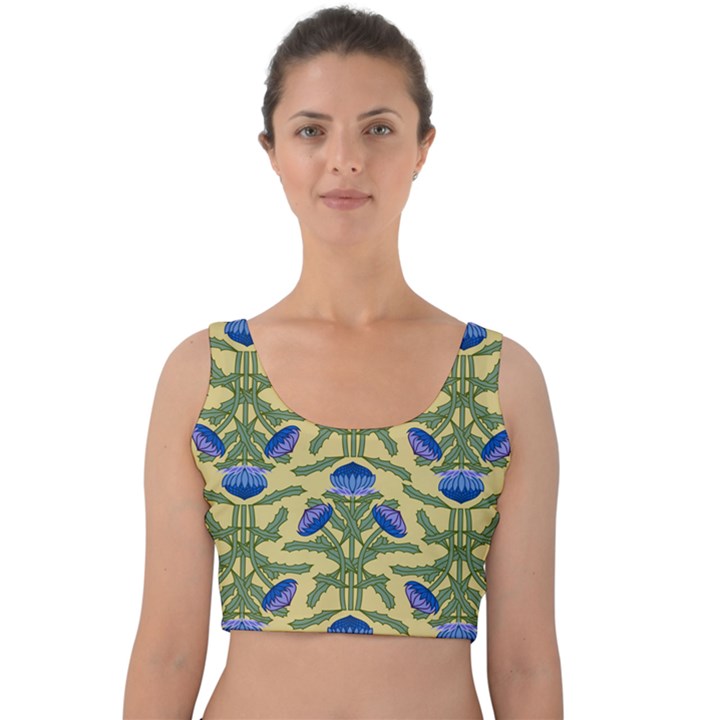 Pattern Thistle Structure Texture Velvet Crop Top