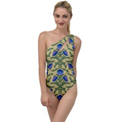 Pattern Thistle Structure Texture To One Side Swimsuit