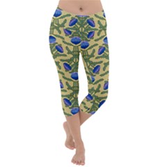 Pattern Thistle Structure Texture Lightweight Velour Capri Yoga Leggings