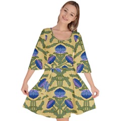 Pattern Thistle Structure Texture Velour Kimono Dress