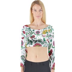 Flowers Garden Tropical Plant Long Sleeve Crop Top by Pakrebo