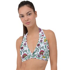 Flowers Garden Tropical Plant Halter Plunge Bikini Top