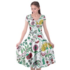 Flowers Garden Tropical Plant Cap Sleeve Wrap Front Dress by Pakrebo