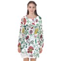 Flowers Garden Tropical Plant Long Sleeve Chiffon Shift Dress  View1