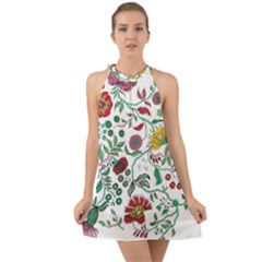 Flowers Garden Tropical Plant Halter Tie Back Chiffon Dress by Pakrebo