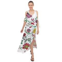 Flowers Garden Tropical Plant Maxi Chiffon Cover Up Dress