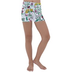 Flowers Garden Tropical Plant Kids  Lightweight Velour Yoga Shorts by Pakrebo