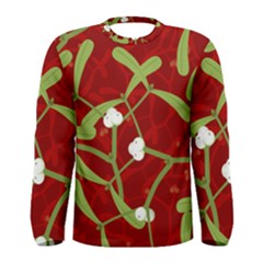 Mistletoe Christmas Texture Advent Men s Long Sleeve Tee by Pakrebo