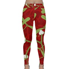 Mistletoe Christmas Texture Advent Classic Yoga Leggings by Pakrebo