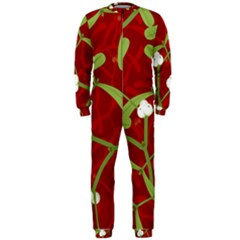 Mistletoe Christmas Texture Advent Onepiece Jumpsuit (men)  by Pakrebo