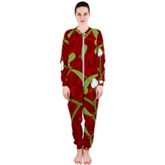 Mistletoe Christmas Texture Advent Onepiece Jumpsuit (ladies)  by Pakrebo