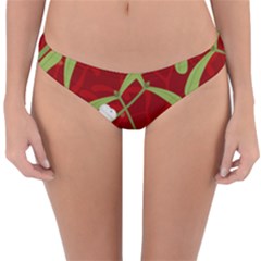 Mistletoe Christmas Texture Advent Reversible Hipster Bikini Bottoms by Pakrebo