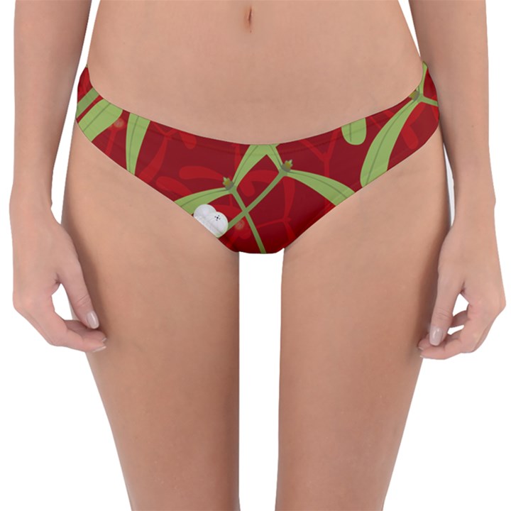 Mistletoe Christmas Texture Advent Reversible Hipster Bikini Bottoms