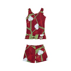 Mistletoe Christmas Texture Advent Kids  Boyleg Swimsuit by Pakrebo