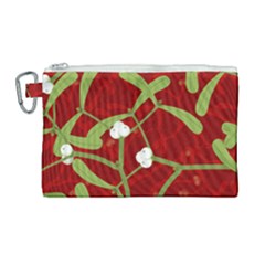 Mistletoe Christmas Texture Advent Canvas Cosmetic Bag (large) by Pakrebo