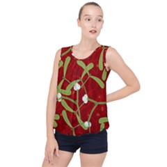 Mistletoe Christmas Texture Advent Bubble Hem Chiffon Tank Top by Pakrebo