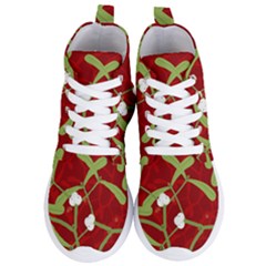 Mistletoe Christmas Texture Advent Women s Lightweight High Top Sneakers by Pakrebo