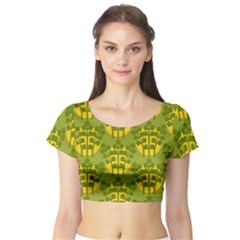 Texture Plant Herbs Herb Green Short Sleeve Crop Top by Pakrebo