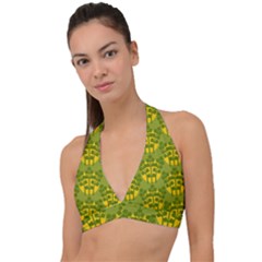 Texture Plant Herbs Herb Green Halter Plunge Bikini Top