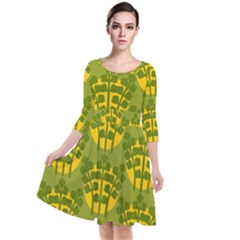 Texture Plant Herbs Herb Green Quarter Sleeve Waist Band Dress