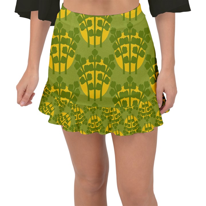 Texture Plant Herbs Herb Green Fishtail Mini Chiffon Skirt