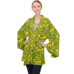 Texture Plant Herbs Herb Green Velvet Kimono Robe by Pakrebo