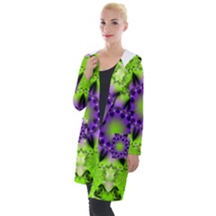 Pattern Abstract Background Art Green Hooded Pocket Cardigan