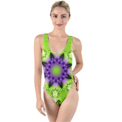 Pattern Abstract Background Art Green High Leg Strappy Swimsuit