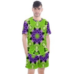 Pattern Abstract Background Art Green Men s Mesh Tee And Shorts Set