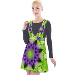 Pattern Abstract Background Art Green Plunge Pinafore Velour Dress