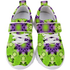 Pattern Abstract Background Art Green Kids  Velcro Strap Shoes