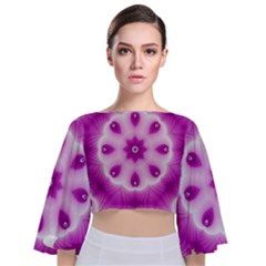 Pattern Abstract Background Art Purple Tie Back Butterfly Sleeve Chiffon Top