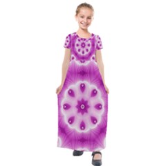 Pattern Abstract Background Art Purple Kids  Short Sleeve Maxi Dress