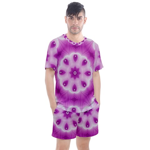 Pattern Abstract Background Art Purple Men s Mesh Tee And Shorts Set by Pakrebo