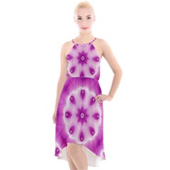 Pattern Abstract Background Art Purple High-low Halter Chiffon Dress 