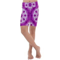 Pattern Abstract Background Art Purple Kids  Lightweight Velour Cropped Yoga Leggings