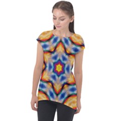 Pattern Abstract Background Art Cap Sleeve High Low Top