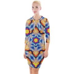 Pattern Abstract Background Art Quarter Sleeve Hood Bodycon Dress by Pakrebo