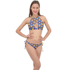 Pattern Abstract Background Art Cross Front Halter Bikini Set