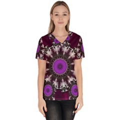 Kaleidoscope Round Circle Geometry Women s V-neck Scrub Top by Pakrebo