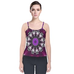 Kaleidoscope Round Circle Geometry Velvet Spaghetti Strap Top