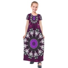 Kaleidoscope Round Circle Geometry Kids  Short Sleeve Maxi Dress by Pakrebo