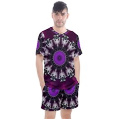 Kaleidoscope Round Circle Geometry Men s Mesh Tee And Shorts Set