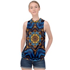 Pattern Abstract Background Art High Neck Satin Top