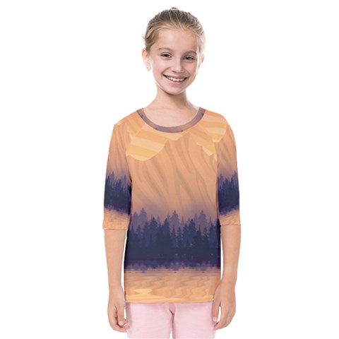 Landscape Nature Mountains Sky Kids  Quarter Sleeve Raglan Tee by Pakrebo