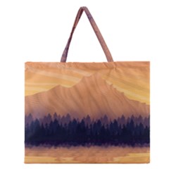 Landscape Nature Mountains Sky Zipper Large Tote Bag by Pakrebo