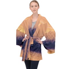 Landscape Nature Mountains Sky Velvet Kimono Robe